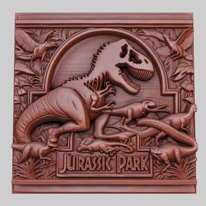 Jurassic Park 3d printer relief medallion obj stl