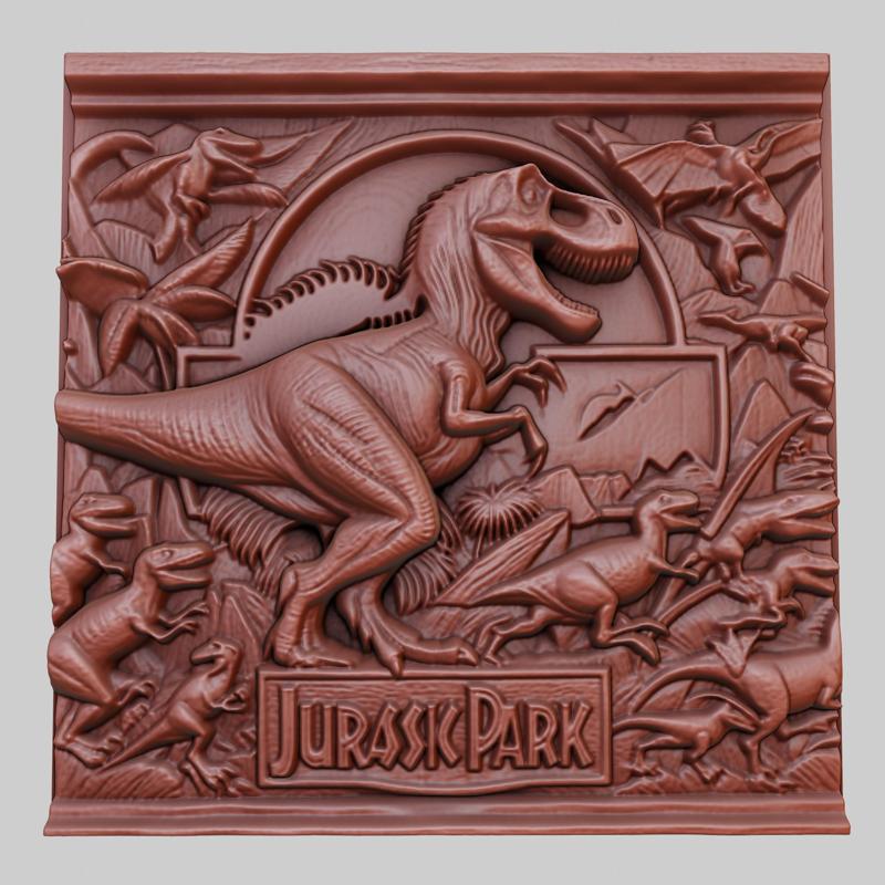Jurassic Park 3d printer relief medallion obj stl