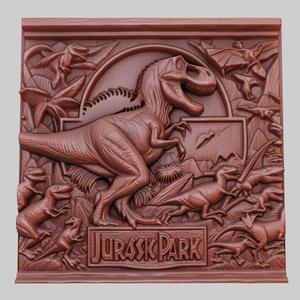 Jurassic Park 3d printer relief medallion obj stl