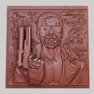Terminator 3d printer relief medallion obj stl