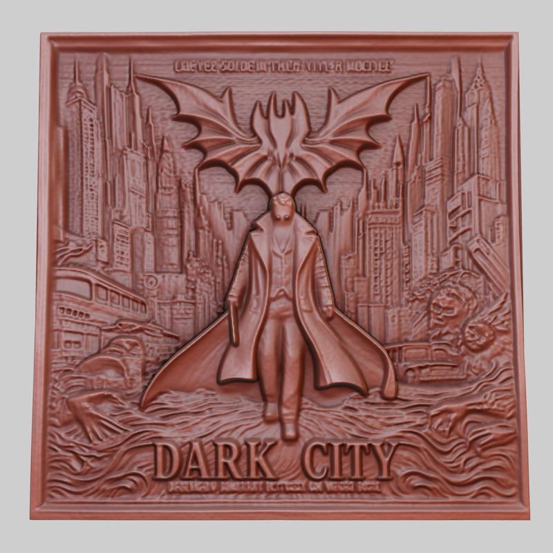 Dark City 3d printer relief medallion obj stl
