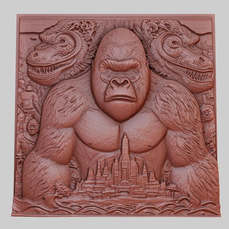 King Kong 3d printer relief medallion obj stl
