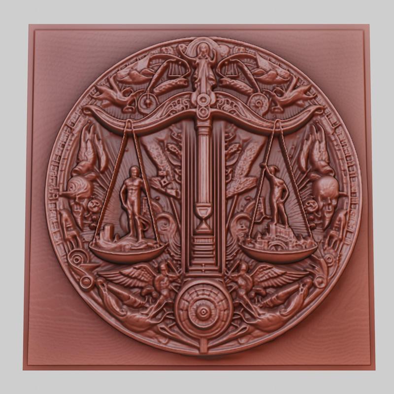 Equilibrium 3d printer relief medallion obj stl