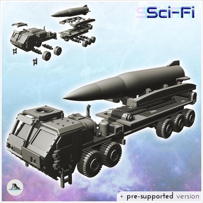 Futuristic truck with armored cab (ballistic missile launcher version) (13) - Future Sci-Fi SF Post apocalyptic Tabletop Scifi Wargaming Planetary exploration RPG Terrain