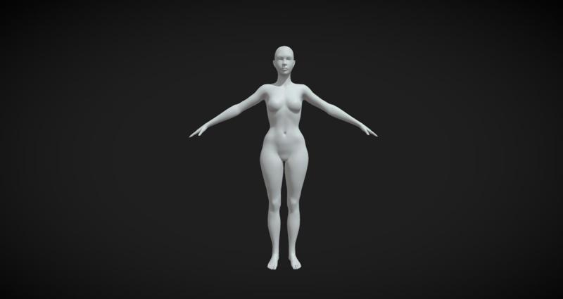 Female Fit Body Base Mesh A-Pose