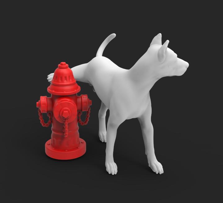 Doberman peeing includes fire hydrant