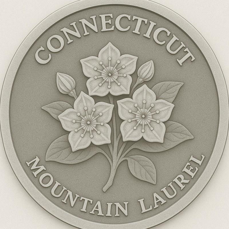 Connecticut state flower mountain laurel coin token wall art