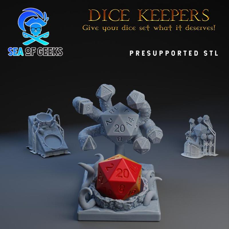 Dice Keepers - D20 Beholder miniature & polyhedral dice stand