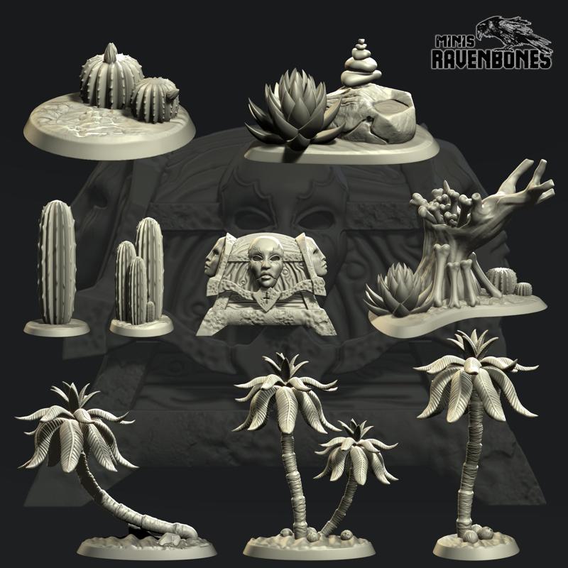 Desert Terrain, Palm trees and Treasure chest