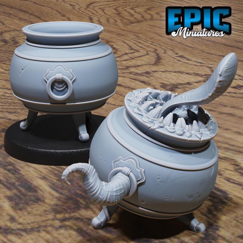 Mimic Cauldron ‧ DnD Miniature ‧ Tabletop Miniatures ‧ Gaming Monster ‧ 3D Model ‧ RPG ‧ DnDminis ‧ STL FILE