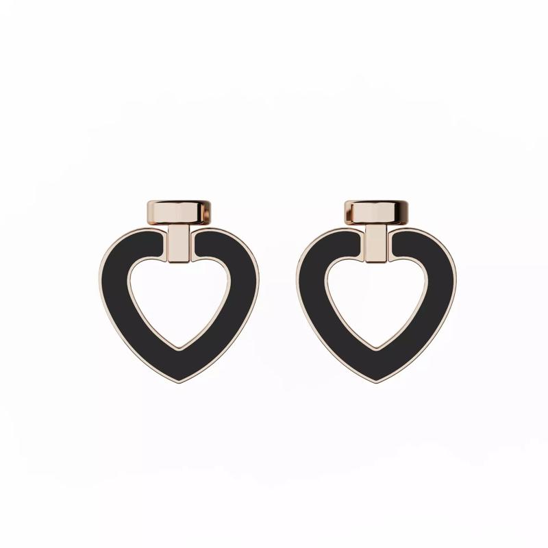 Enamel heart style earrings  bo-001