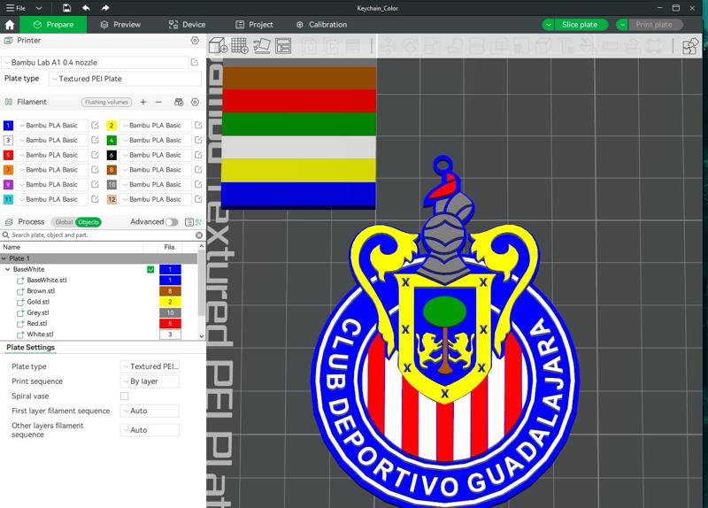 Liga MX Guadalajara keychain badge color printable