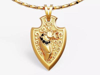 fashion Tiger Pendant Silver Gold  Print