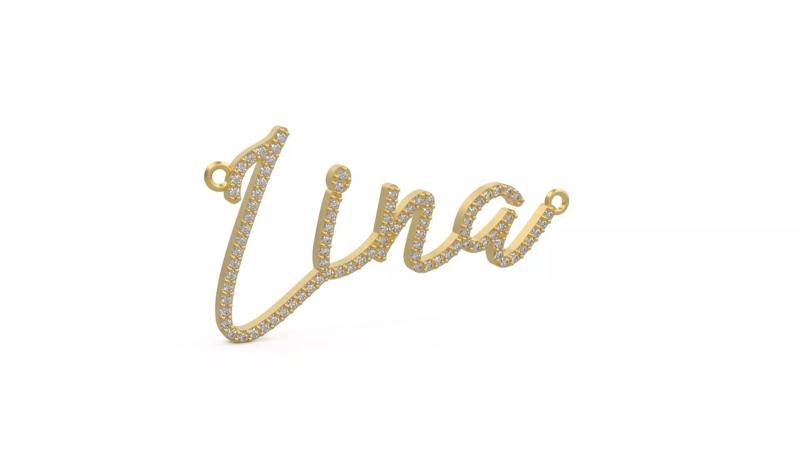 Model 1104 Lina Name Diamond Iced Out Pendant