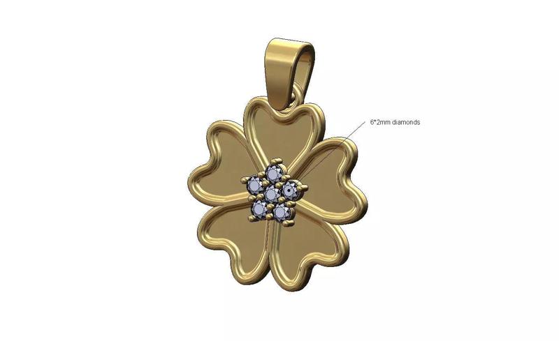 Flat japanese cherry blossom diamond cluster flower pendant