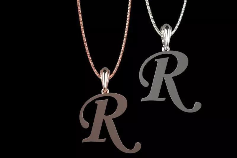 Letter R NECKLACE 3D print model