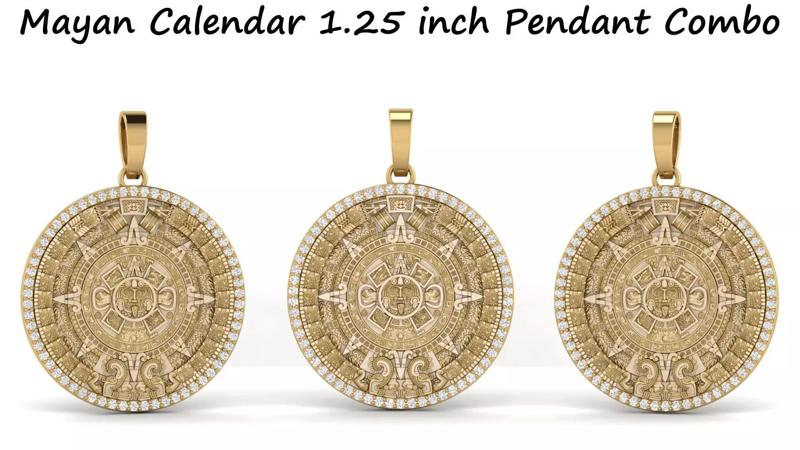 Mayan Calendar 1 and 25inch Diamond Pendant