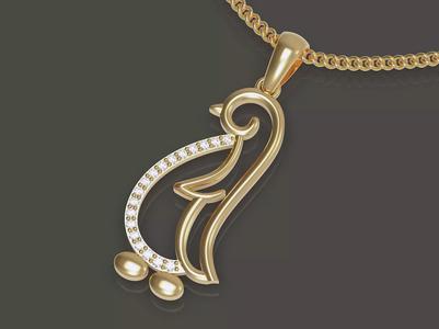 Penguin pendant sterling gold printable jewelry 3D model