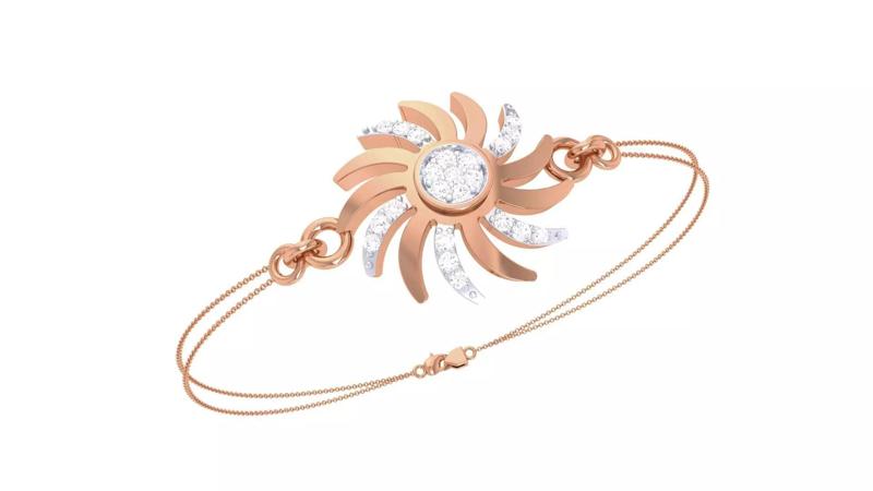 Flower Women Light wt Diamond Bracelet 3dm stl obj gltf glb 3mf
