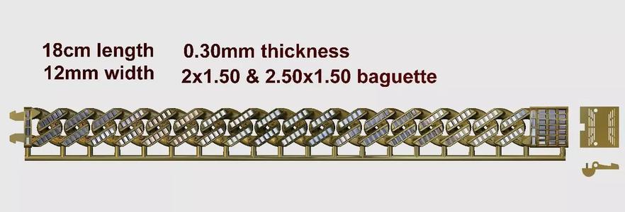 One piece fusion hollow baguette chain is cast directly