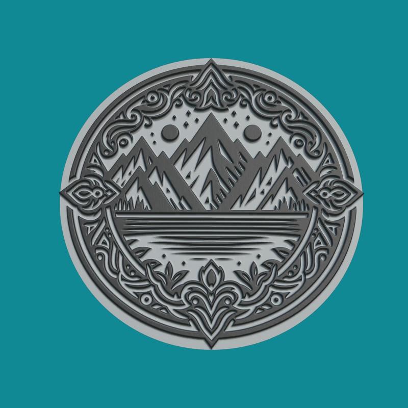 Mountain Medallion Mountain 3d Print Model