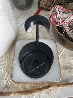 Pentacle Half Moon Crystal Wand Holder