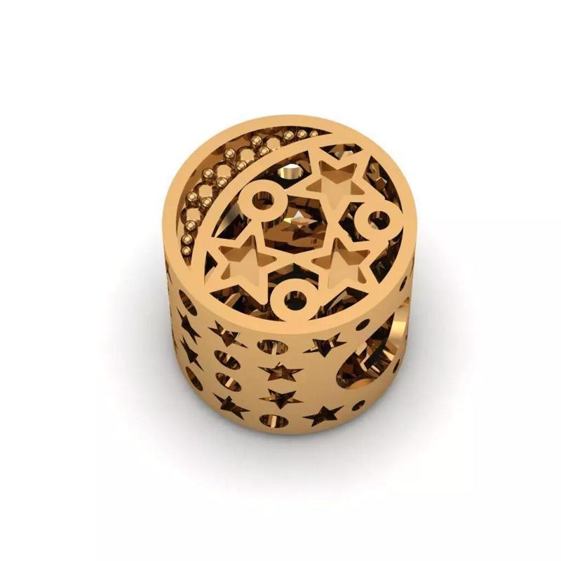 Jewelry gold plated bead with stars