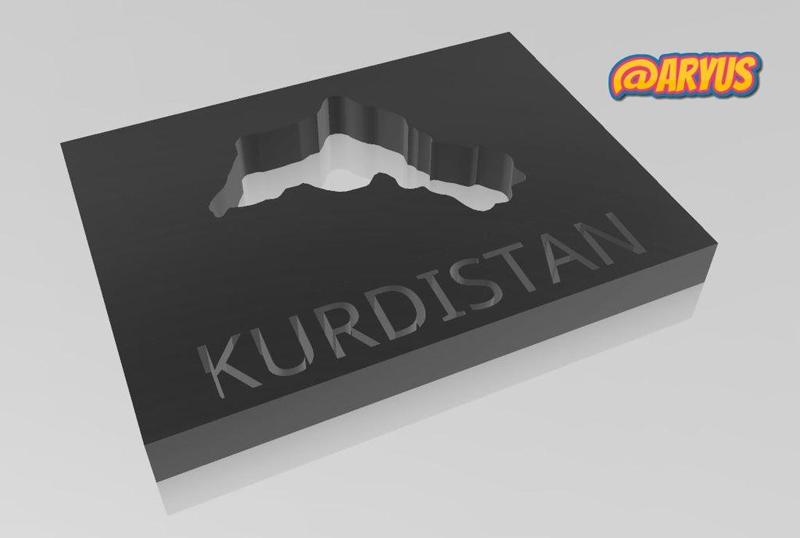 Kurdistan Map with writing by Arya JEMO