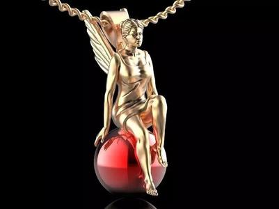 angel pendant Sculpture jewelry gold