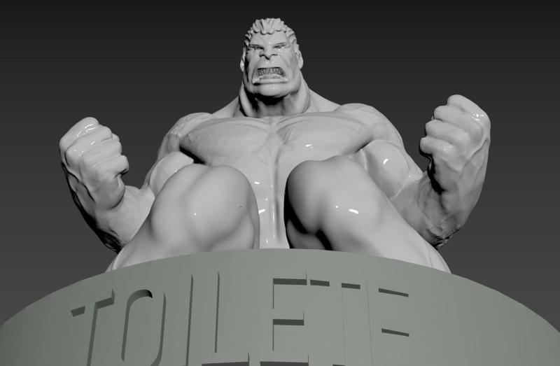 HUlk sentado no toilete