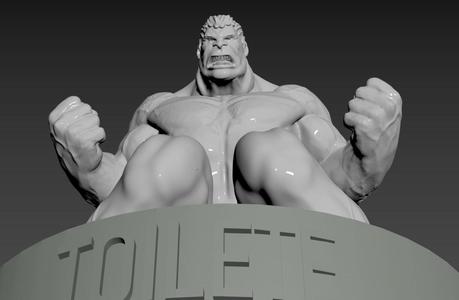 HUlk sentado no toilete