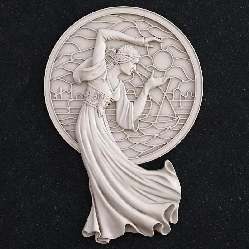 Jewelry pendant Girl stained glass window