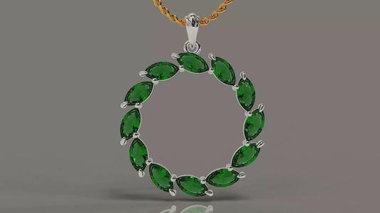 Prong set marquise shape diamond circular pendant