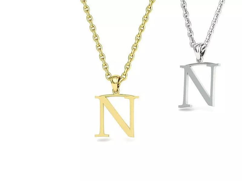 N INITIAL LETTER NECKLACE printable 3dmodel
