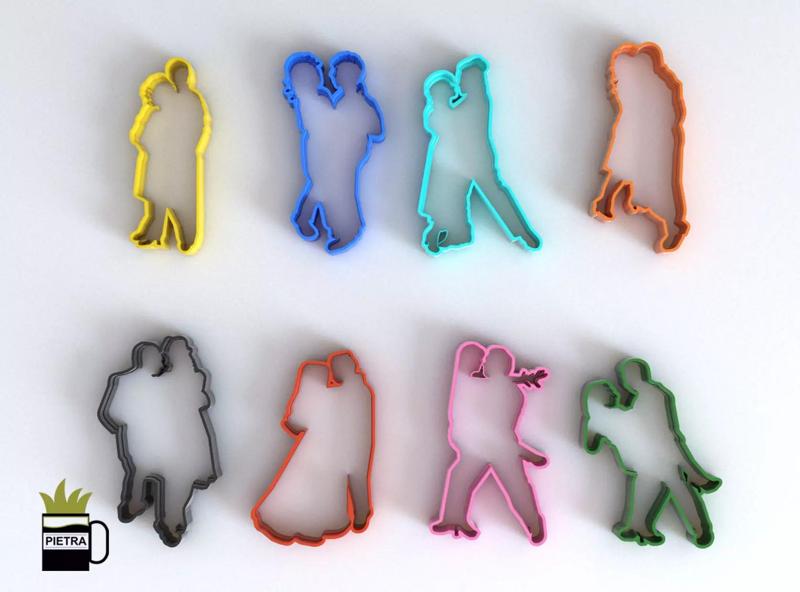 Molde cortante de galletas fondant de personas bailando tango