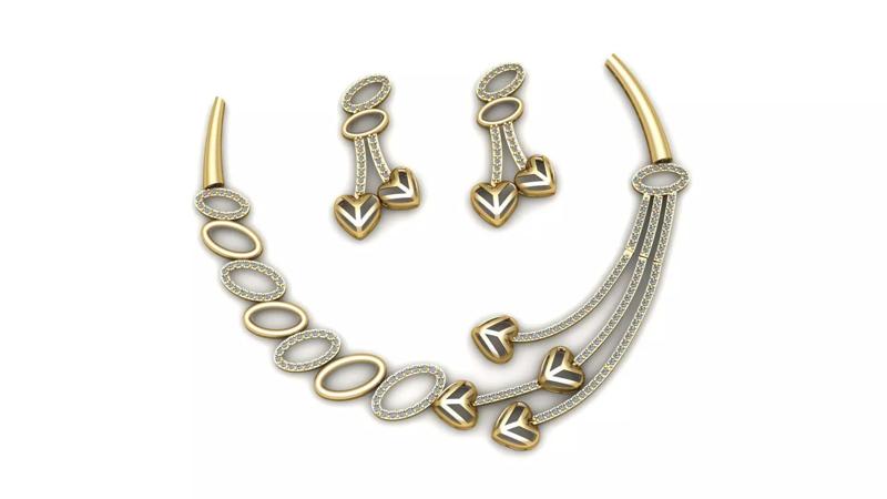 Luxury Fashion Diamond Necklace Sets 3d Printable Model
