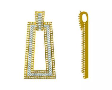 JCD format Minimalist baguette shape with baguette cut pendant