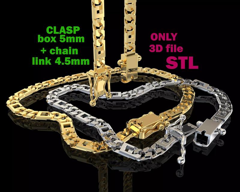 Jewelry Clasp box 5mm and link  printable STL