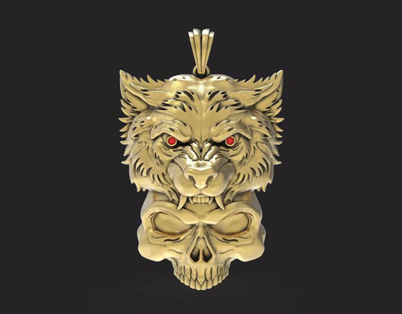 Skull Lion Gold Pendant
