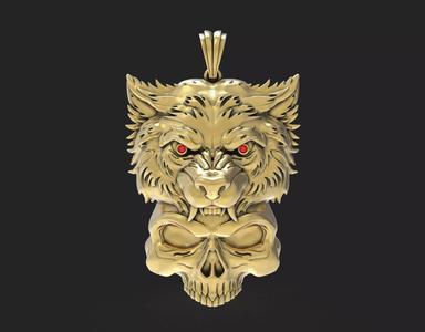 Skull Lion Gold Pendant