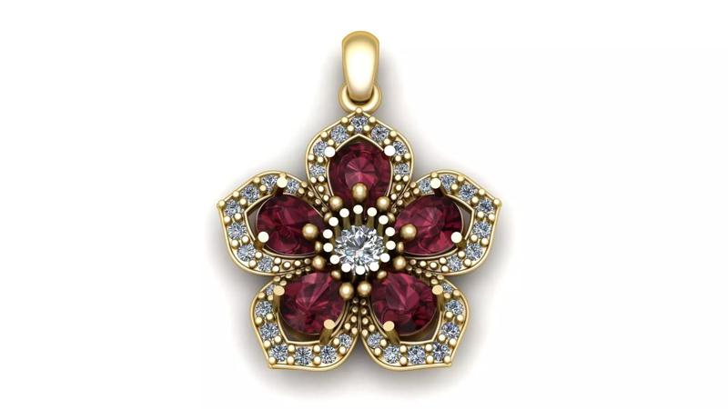 Flower Diamond Pendant for Women 3d Printable Model