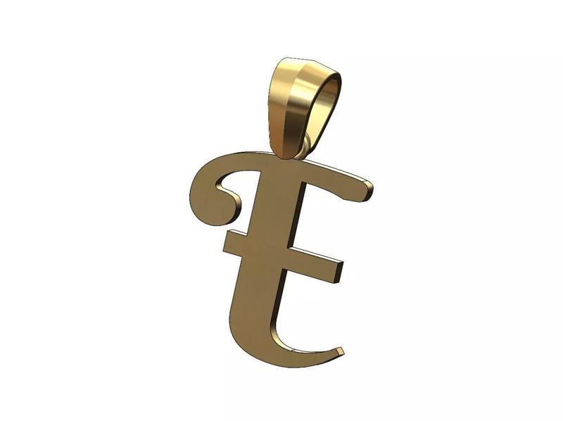 E letter initial berkshire swash font pendant charm bail