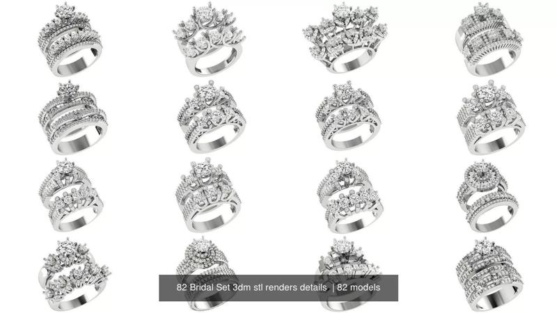 82 Bridal Set 3dm stl renders details  3D Model Collection