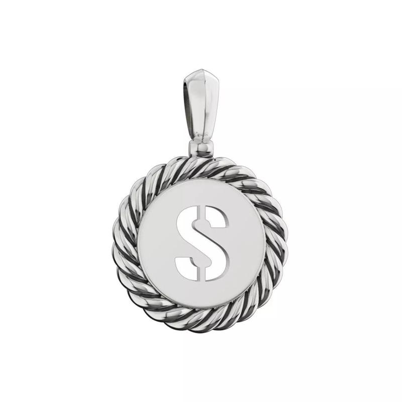 N175 S sterling silver pendant with letter