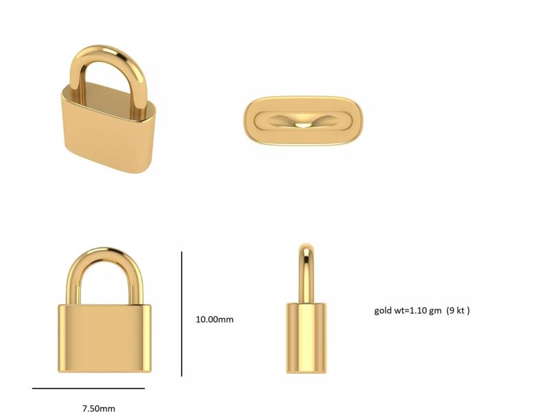 Simple Gold Lock  Pendant ready STL model for print
