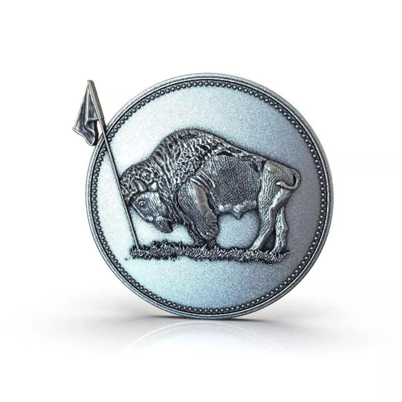 BUFFALO silver coin with bison