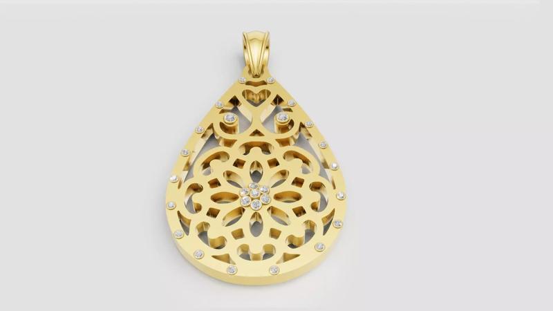 filigree gold pendant 3D printable model