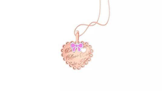 Love Heart Bow Tie Light Weight Kids Pendant Necklace Charms 3dm