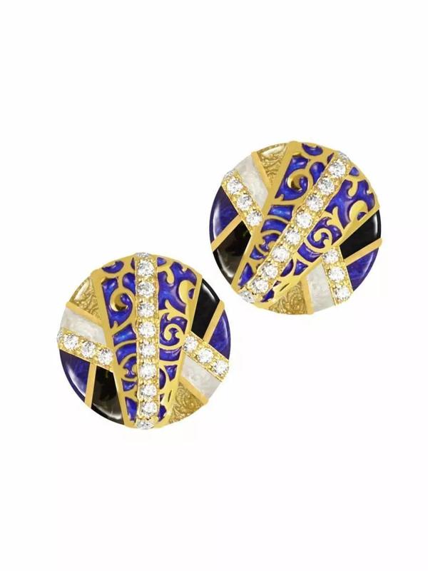 Earrings with enamels and stones