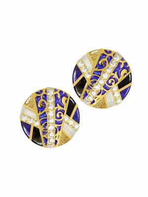 Earrings with enamels and stones